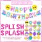 Summer Pool Party Birthday Decorations Set – Foil Balloons, “Splish Splash” Banner, and Hanging Swirls for Girls’ Beach, Tropical, or Hawaiian Luau-Themed Celebrations